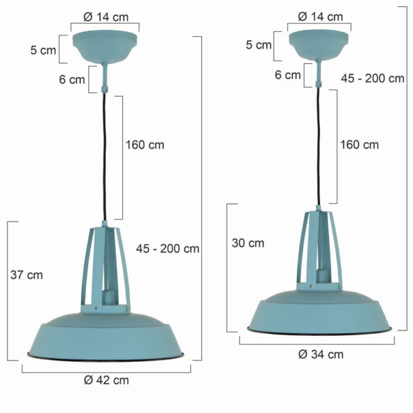Industrielle Pendelleuchte Eden Blau Ø 42 Cm – Bild 4