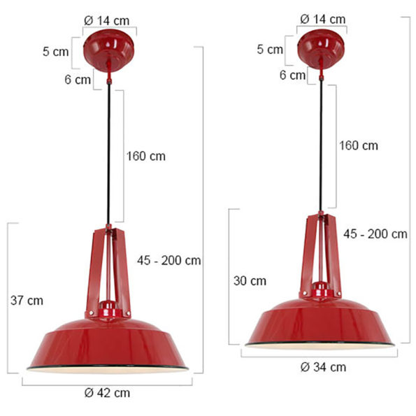 Industrielle Pendelleuchte Eden Rot Ø 42 Cm – Bild 2