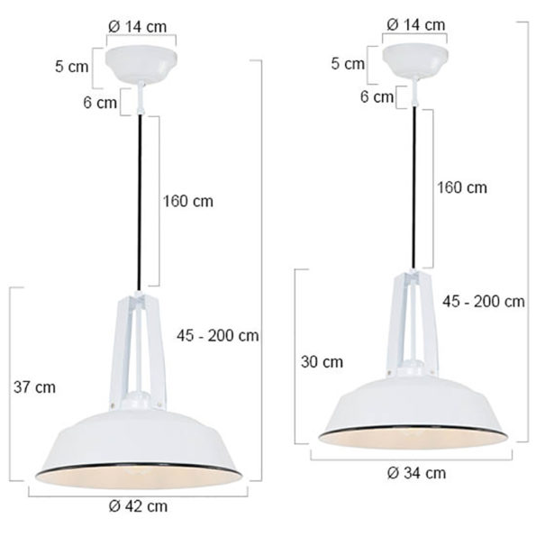 Industrielle Pendelleuchte Eden Weiß Ø 42 Cm – Bild 2