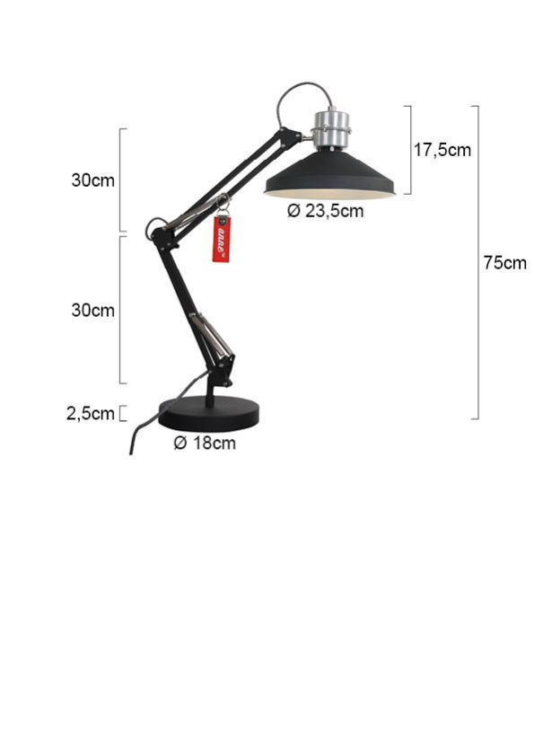 Industrielle Tischlampe Zappa Schwarz – Bild 5