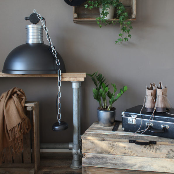 Industrielle Pendelleuchte Brooklyn Schwarz Ø 50 Cm