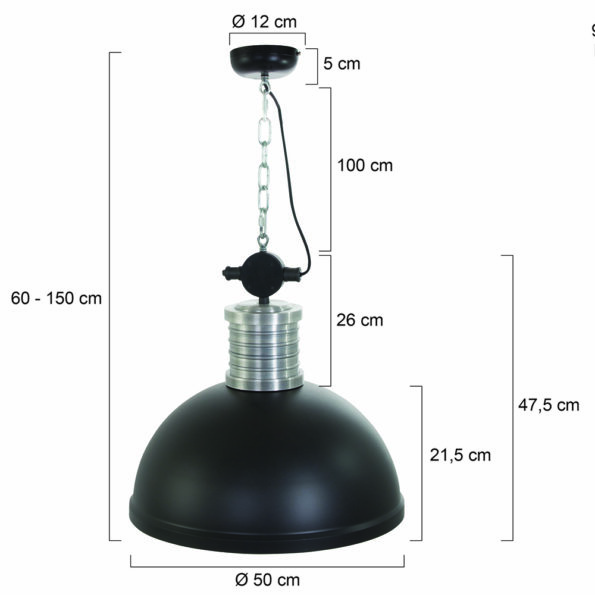 Industrielle Pendelleuchte Brooklyn Schwarz Ø 50 Cm – Bild 6