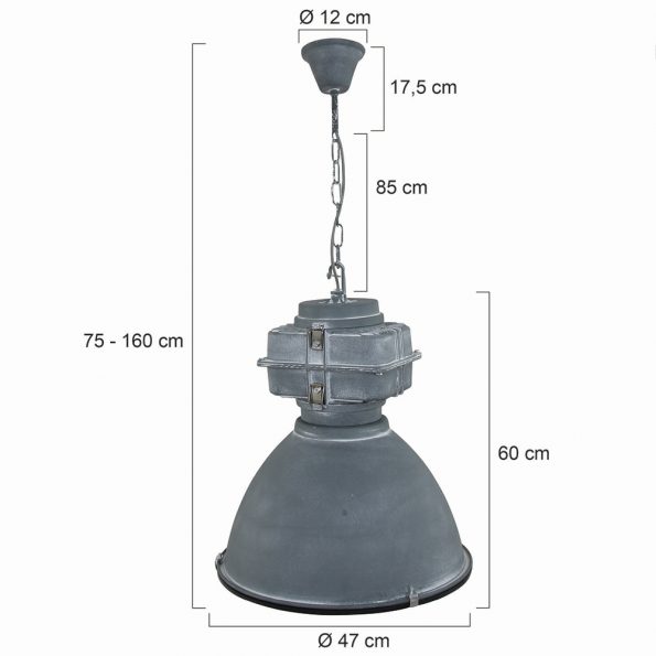 Industrielle Pendelleuchte Densi Grau Ø 47 Cm – Bild 12