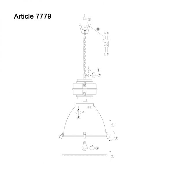Industrielle Pendelleuchte Densi Grau Ø 47 Cm – Bild 13