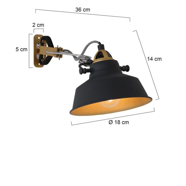 Industrielle Wandleuchte Nove Schwarz Ø 18 Cm – Bild 6
