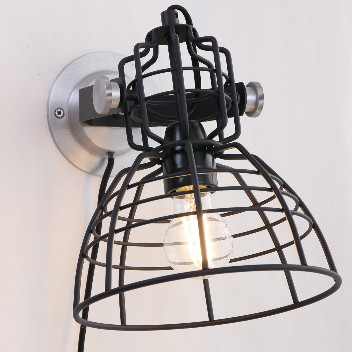 Wandlampe MOD. 1130-1 In Stahl – Mehrfarbig, Mit ABS-Schutzschirm, Für E27 Leuchtmittel Bis 40 W, Maße 9,5x16,1x26h Cm
