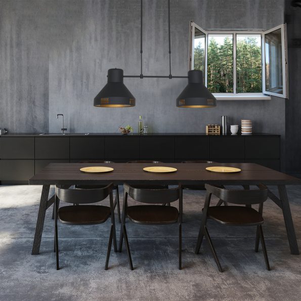 Industrielle Pendelleuchte Evy Schwarz – Bild 3
