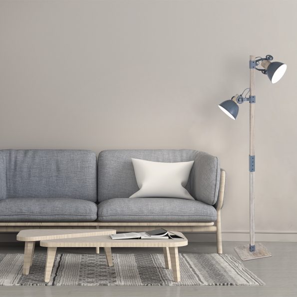 Industrielle Stehlampe Gearwood Grau – Bild 3