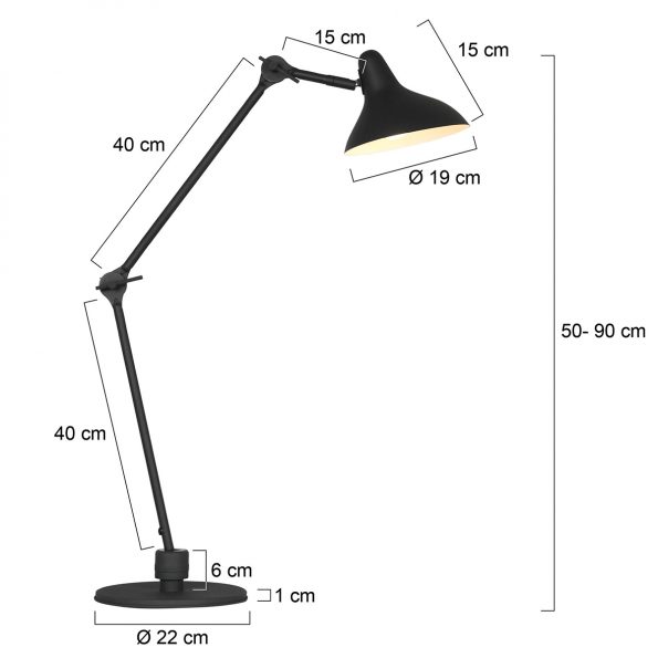 Industrielle Tischlampe Kasket Schwarz Ø 30 Cm – Bild 6
