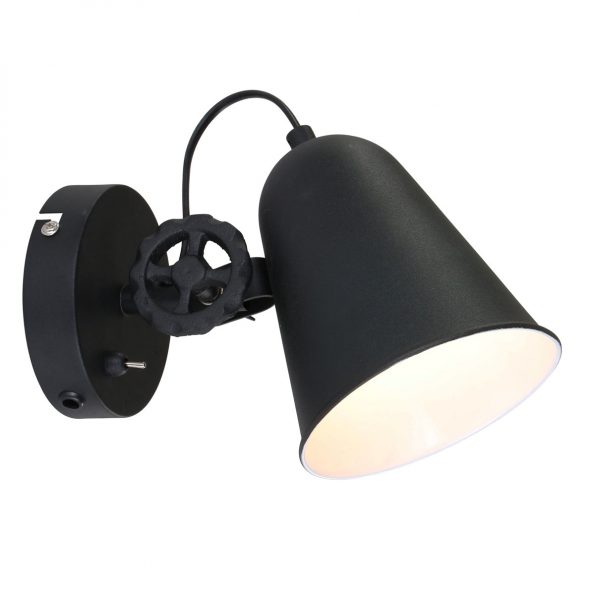 Industrielle Wandleuchte Dolphin Schwarz