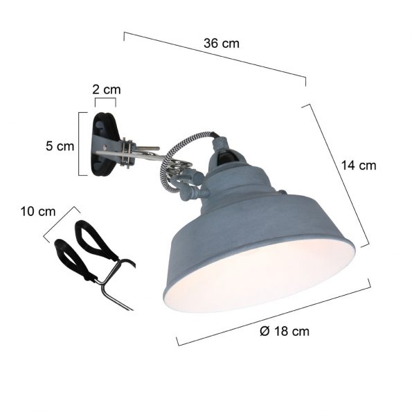 Industrielle Wandleuchte Nove Grau Ø 18 Cm – Bild 5