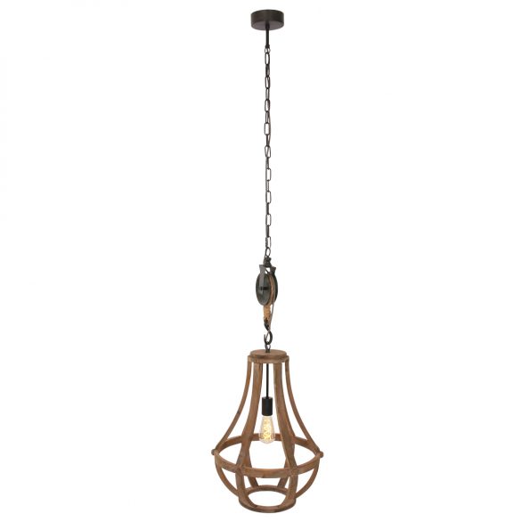 Industrielle Pendelleuchte Liberty Bell Holz Ø 40 Cm – Bild 2