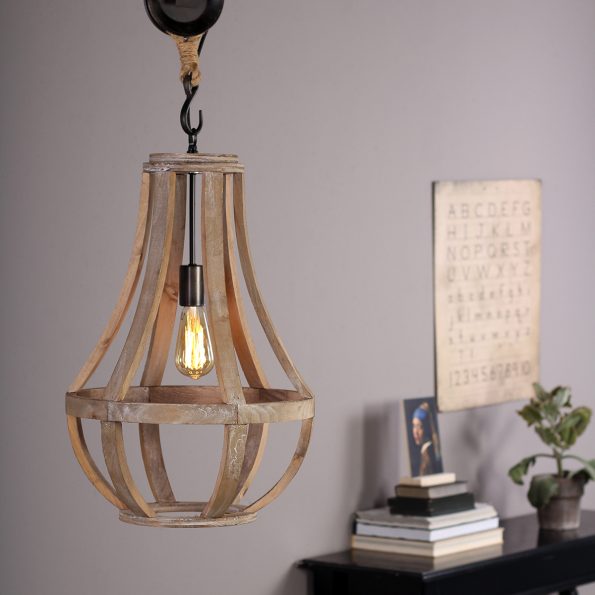 Industrielle Pendelleuchte Liberty Bell Holz Ø 40 Cm – Bild 14