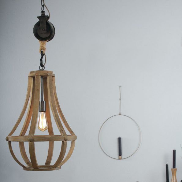 Industrielle Pendelleuchte Liberty Bell Holz Ø 40 Cm – Bild 4