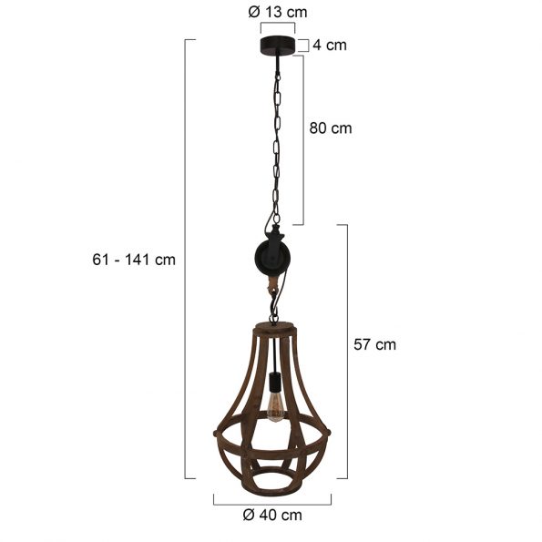 Industrielle Pendelleuchte Liberty Bell Holz Ø 40 Cm – Bild 8