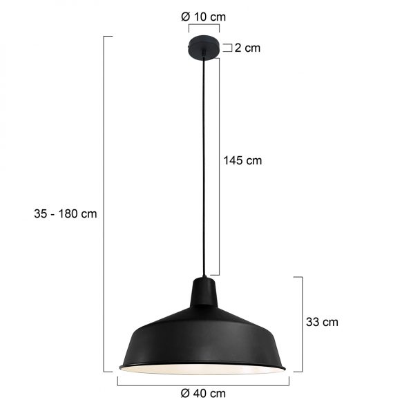 Industrielle Pendelleuchte Blackmoon Schwarz Ø 40 Cm – Bild 7