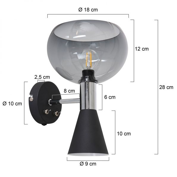 Industrielle Wandleuchte Fastlåst Schwarz – Bild 7