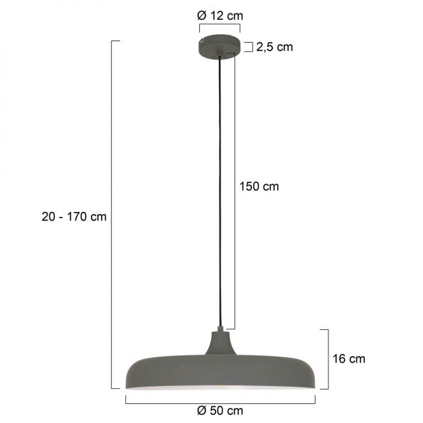 Industrielle Pendelleuchte Krisip Grau Ø 50 Cm – Bild 6