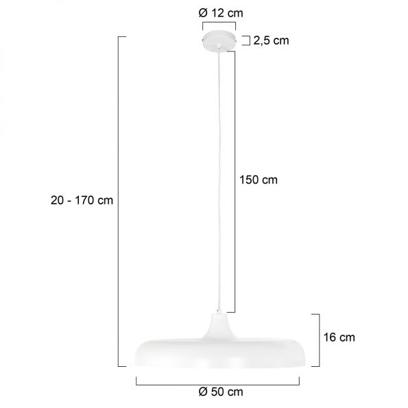 Industrielle Pendelleuchte Krisip Weiß Ø 50 Cm – Bild 6