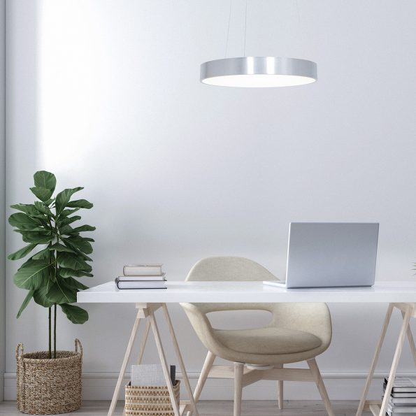 Industrielle Pendelleuchte Ringlede Silber Ø 48 Cm – Bild 4