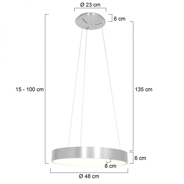 Industrielle Pendelleuchte Ringlede Silber Ø 48 Cm – Bild 8