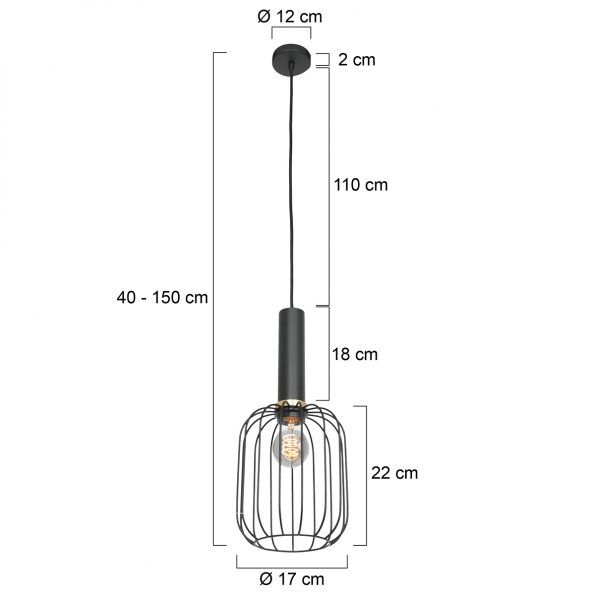 Industrielle Pendelleuchte Aureole Schwarz Ø 17 Cm – Bild 7
