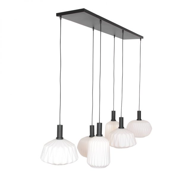 Industrielle Pendelleuchte Verre Nervuré Weiß – Bild 2