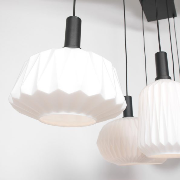 Industrielle Pendelleuchte Verre Nervuré Weiß – Bild 5