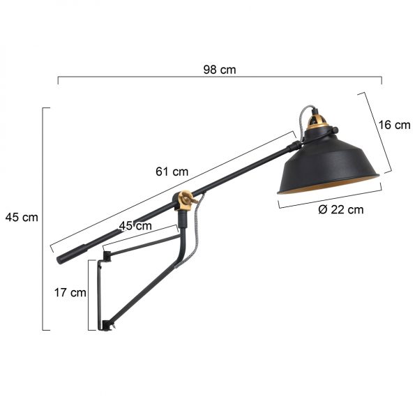 Industrielle Wandleuchte Nove Schwarz – Bild 5