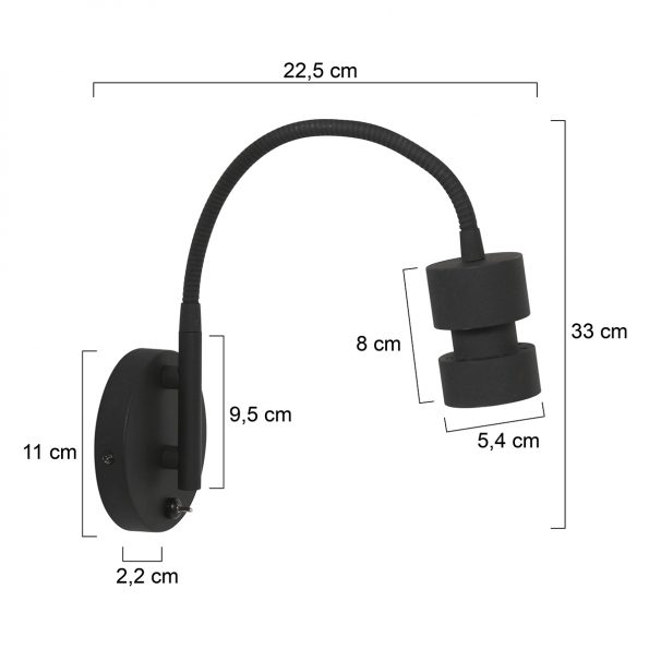 Industrielle Wandleuchte Natasja LED Schwarz – Bild 6