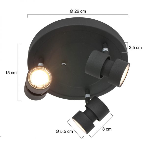 Industrielle Deckenleuchte Natasja LED Schwarz Ø 27,5 Cm – Bild 6