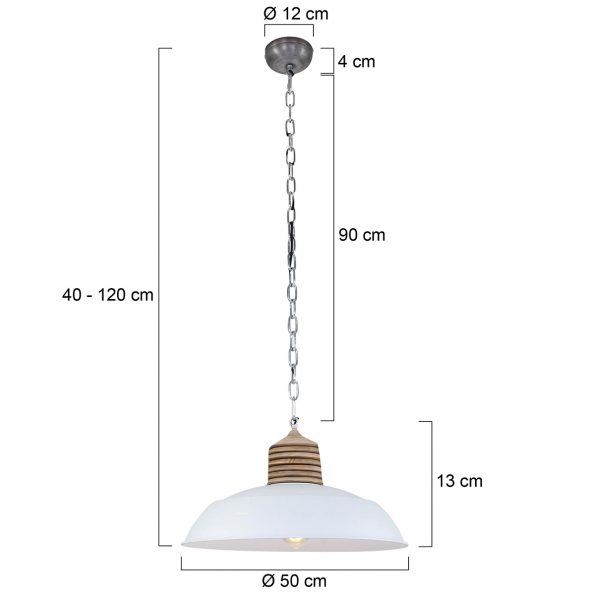 Industrielle Pendelleuchte Samso Holz Ø 50 Cm – Bild 6