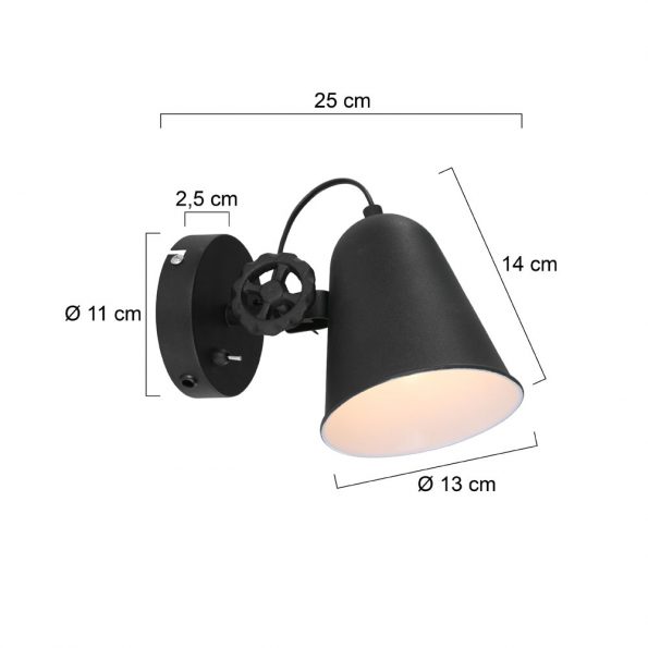 Industrielle Wandleuchte Dolphin Schwarz – Bild 10