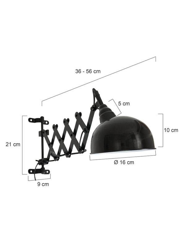 Industrielle Wandleuchte Yorkshire Schwarz – Bild 6