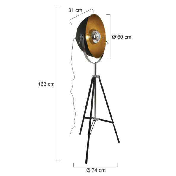 Industrielle Stehlampe Eelco Schwarz Ø 74 Cm – Bild 8