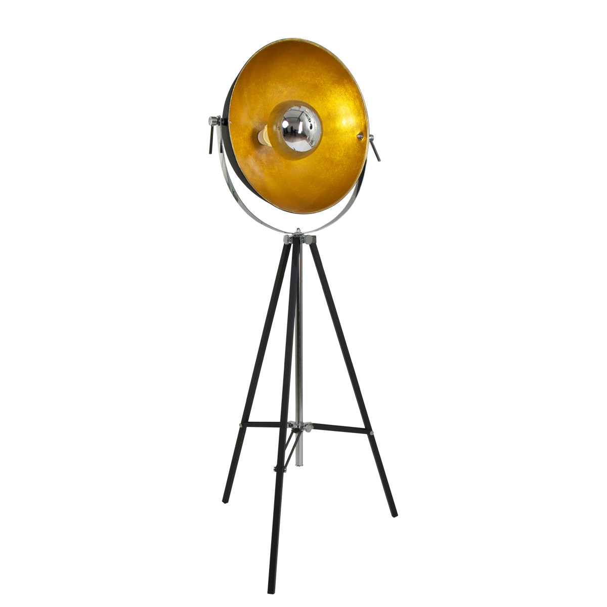 Industrielle Stehlampe Eelco gold und schwarz ø 74 cm - Fabriklampe-online