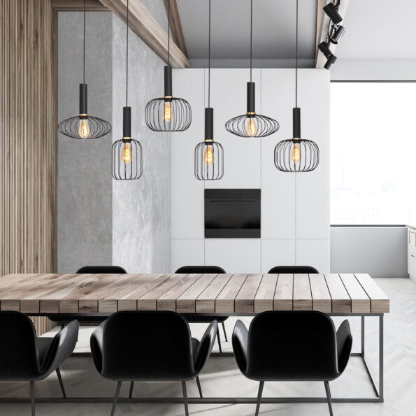 Industrielle Pendelleuchte Aureole Schwarz – Bild 4