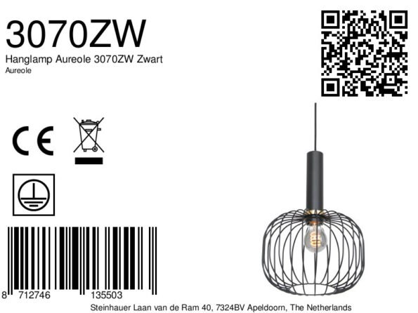 Industrielle Pendelleuchte Aureole Schwarz Ø 25 Cm – Bild 7