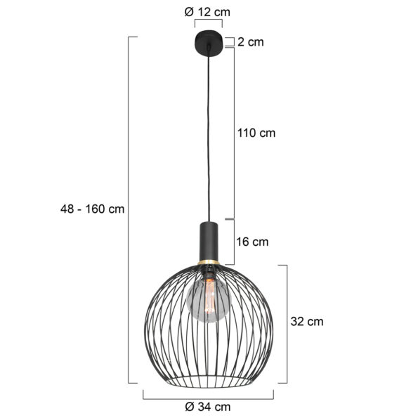 Industrielle Pendelleuchte Aureole Schwarz Ø 34 Cm – Bild 6