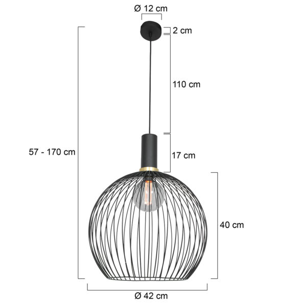 Industrielle Pendelleuchte Aureole Schwarz Ø 42 Cm – Bild 8