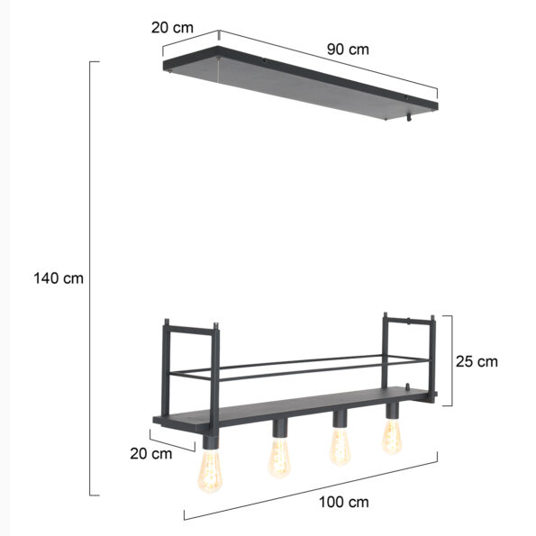 Industrielle Pendelleuchte Buckley Schwarz – Bild 7