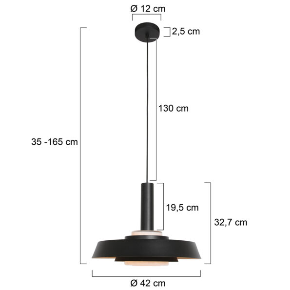 Industrielle Pendelleuchte Flinter Schwarz Ø 42 Cm – Bild 6