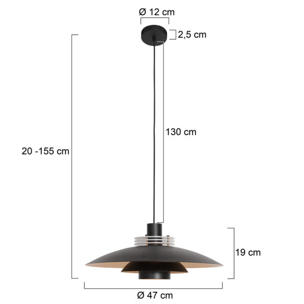 Industrielle Pendelleuchte Flinter Schwarz Ø 47 Cm – Bild 7
