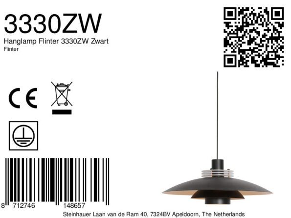 Industrielle Pendelleuchte Flinter Schwarz Ø 47 Cm – Bild 8
