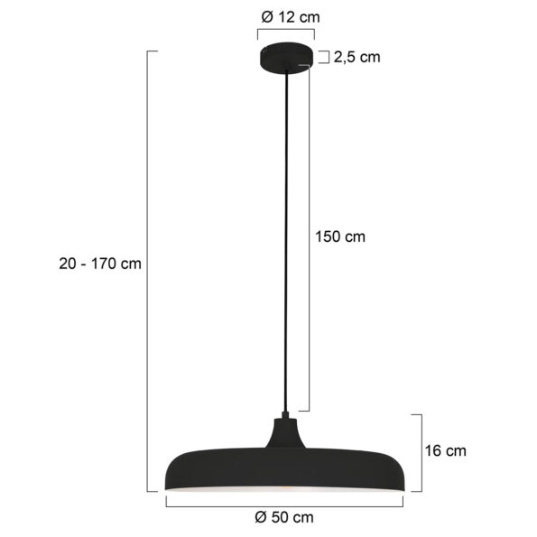 Industrielle Pendelleuchte Krisip Schwarz Ø 50 Cm – Bild 6