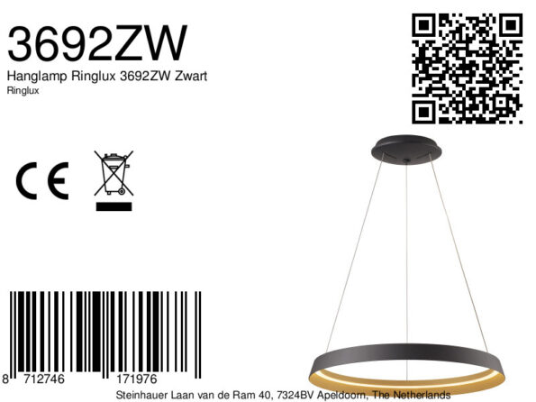 Industrielle Pendelleuchte Ringlux Schwarz Ø 60 Cm – Bild 7