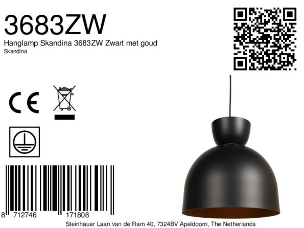 Industrielle Pendelleuchte Skandina Schwarz Ø 35,5 Cm – Bild 6