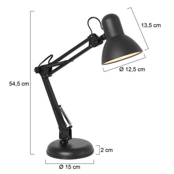 Industrielle Tischlampe Study Schwarz – Bild 7