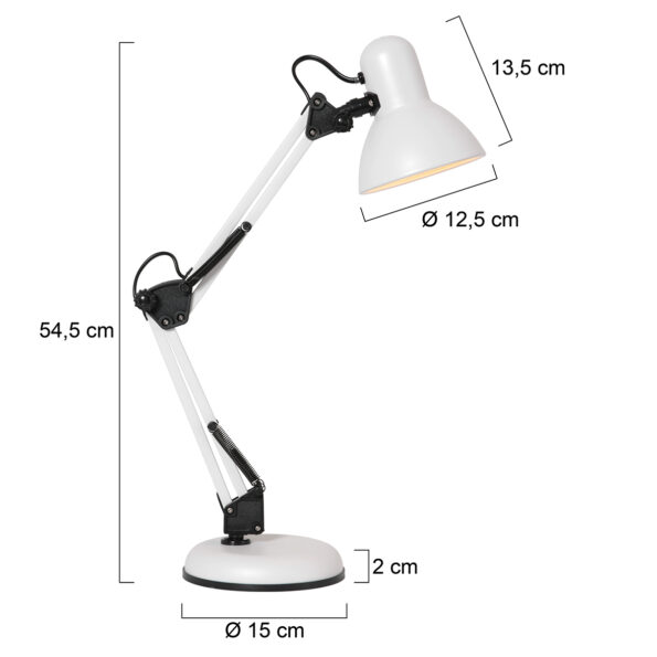 Industrielle Tischlampe Study Weiß – Bild 7