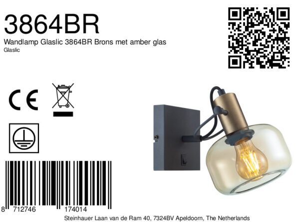 Industrielle Wandleuchte Glaslic Bronze – Bild 2